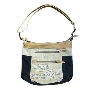 Myra Canvas & Leather Postal Grain Feed Style Shoulder Bag
